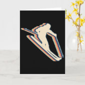 Skiën Ski Skiloper Retro Lijn Kunst Kaart (Gele Bloem)