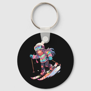 Skiën Ski Sneeuw Skiloper Chibi Meisjes Kinderen _ Sleutelhanger