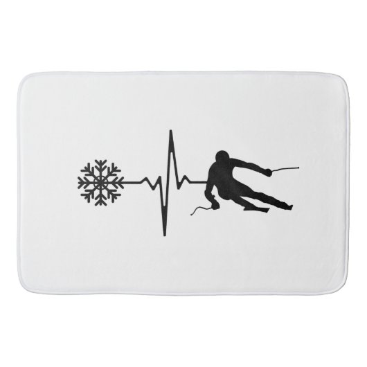 Skiën - Skiën Heartbeat Skier Gift Badmat (Voorkant)
