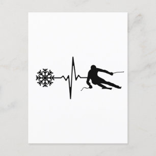Skiën - Skiën Heartbeat Skier Gift Briefkaart