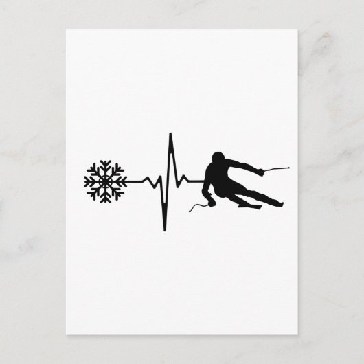 Skiën - Skiën Heartbeat Skier Gift Briefkaart (Voorkant)