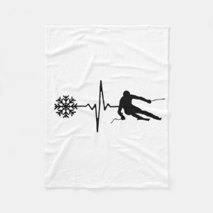 Skiën - Skiën Heartbeat Skier Gift Fleece Deken