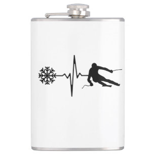 Skiën - Skiën Heartbeat Skier Gift Heupfles