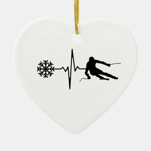 Skiën - Skiën Heartbeat Skier Gift Keramisch Ornament (Voorkant)