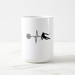 Skiën - Skiën Heartbeat Skier Gift Koffiemok