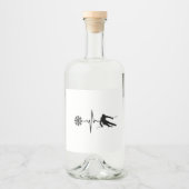 Skiën - Skiën Heartbeat Skier Gift Likeurfles Etiket (Voorkant)