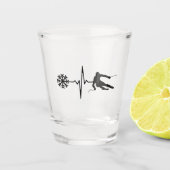 Skiën - Skiën Heartbeat Skier Gift Shot Glas (Voorkant)