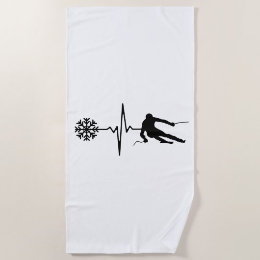 Skiën - Skiën Heartbeat Skier Gift Strandlaken (Voorkant)