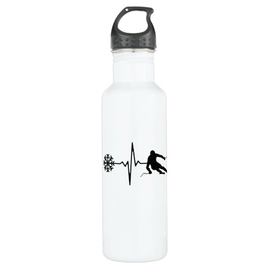 Skiën - Skiën Heartbeat Skier Gift Waterfles (Voorkant)