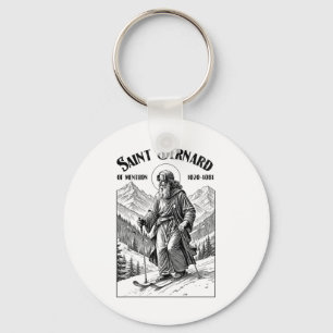 Skiën Skiloper Beschermheilige Sint Bernard Vintag Sleutelhanger