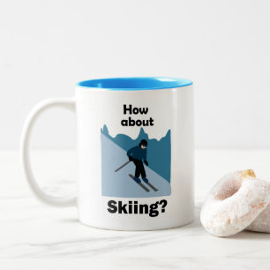 Skiën Skiloper Hoe Zit Het Met Skiën Ski Tweekleurige Koffiemok