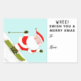 Skiën Skiloper Kerstmis Ski Vakantie Gift Tags Rechthoekige Sticker