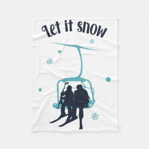 Skiën Skiloper Ski Retro Winter Laat het Sneeuwen Fleece Deken