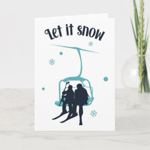 Skiën Skiloper Ski Retro Winter Laat het sneeuwen  Kaart