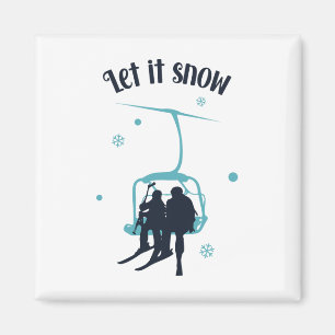 Skiën Skiloper Ski Retro Winter Laat het Sneeuwen Magneet
