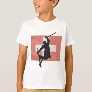 Skiën Skispringen Zwitserland Zwitserse Vlag Winte T-shirt