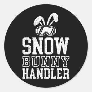 Skiën Sneeuw Konijn Handler Grappige Skier Grappig Ronde Sticker