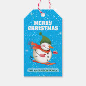 Skiën Sneeuwman Cadeaubijsluiter Cadeaulabel (Voorkant)