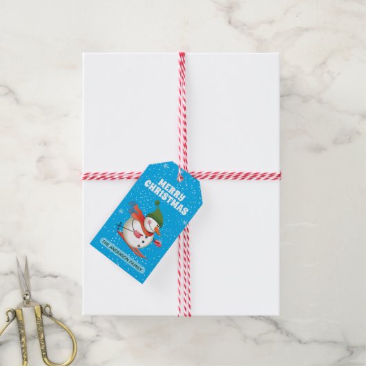 Skiën Sneeuwman Cadeaubijsluiter Cadeaulabel (Met Touw)