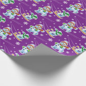 Skien Sneeuwpoppen matten paars Cadeaupapier (Hoek)