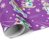Skien Sneeuwpoppen matten paars Cadeaupapier (Rol Hoek)