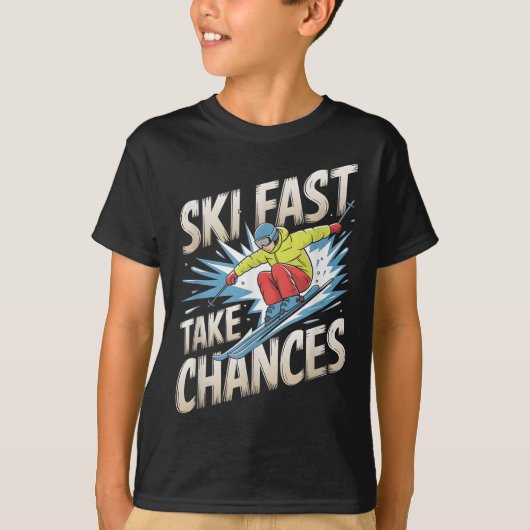 Skiën Snel Kansen Alpine Skier T-shirt (Voorkant)