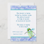 Skiën Snowboarder Penguin Baby shower Uitnodigen Kaart (Achterkant)