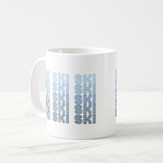 Skiën Sport Blauwe tekst Koffiemok (Voorkant links)