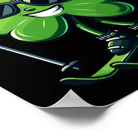 Skiën St. Patricks Dag Shamrock Clover Ierse Manne Poster (Hoek)