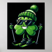Skiën St. Patricks Dag Shamrock Clover Ierse Manne Poster (Voorkant)