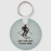 Skiën van het thema Slopes - Ski met uw eigen teks Sleutelhanger (Voorkant)