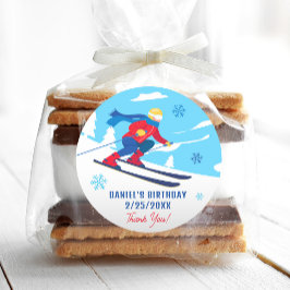 Skiën Verjaardag Let's Hit the Slopes Stickers