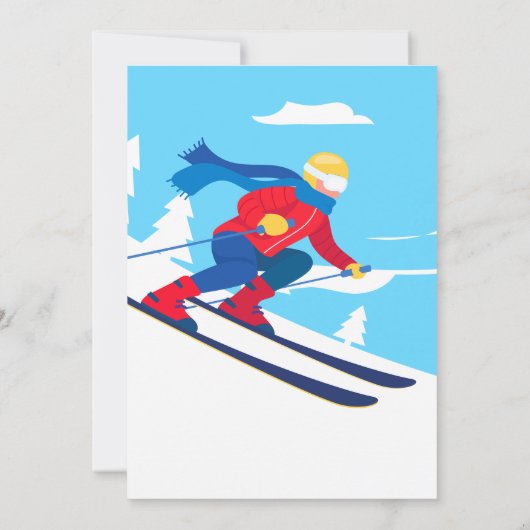 Skiën Verjaardag Uitnodiging Let's Hit the Slopes (Achterkant)