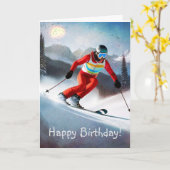 Skiën Verjaardag Wenskaart Kaart (Gele Bloem)