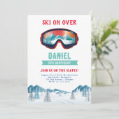 Skiën Verjaardagsfeest Slopes Ski Snowboard Kaart (Staand voorkant)