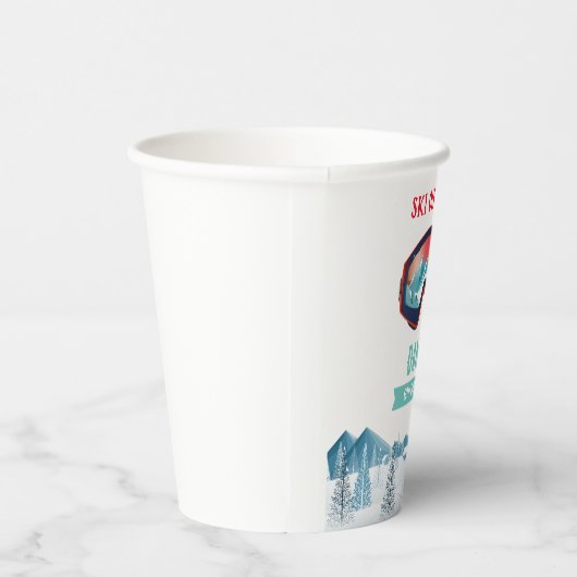 Skiën Verjaardagsfeest Slopes Ski Snowboard Papieren Bekers (Rechts)