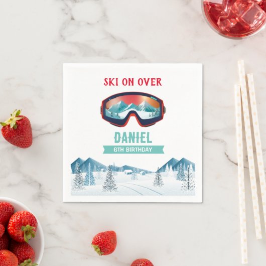 Skiën Verjaardagsfeest Slopes Ski Snowboard Servet (Insitu)