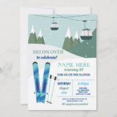 Skiën Verjaardagsfeest Slopes Ski Snowboard Sneeuw Kaart (Voorkant)