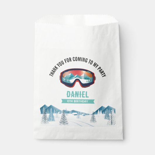Skiën Verjaardagsfeest Snowboard Bedankzakje (Voorkant)