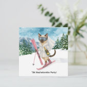 Skiën voor bruid op helling Bachelorette Party Kaart (Staand voorkant)
