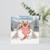 Skiën voor bruid op helling Bachelorette Party Kaart (Staand voorkant)