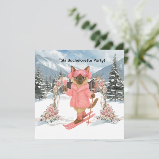 Skiën voor bruid op helling Bachelorette Party Kaart (Staand voorkant)