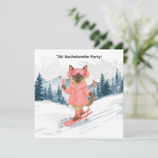 Skiën voor bruid op helling Bachelorette Party Kaart (Staand voorkant)