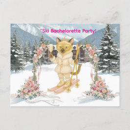 Skiën voor bruid op helling Bachelorette Party Uitnodiging Briefkaart