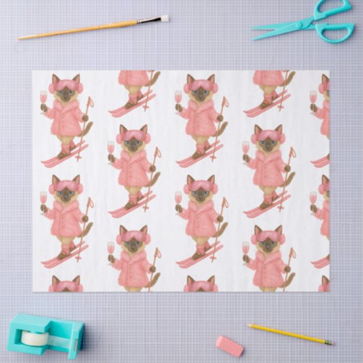 Skiën voor Bruid op helling Roze thema jurk Tissuepapier (Craft)