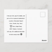 Skiën voor de Bruid op de piste Bachelorette Party Briefkaart (Achterkant)