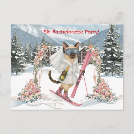 Skiën voor de Bruid op de piste Bachelorette Party Briefkaart (Voorkant)