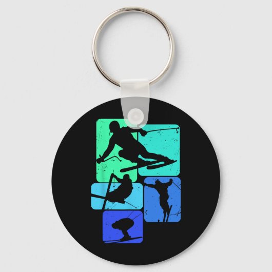 Skiën voor Skiier Retro Heren Ski Sleutelhanger (Voorkant)