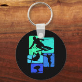 Skiën voor Skiier Retro Heren Ski Sleutelhanger (Voorkant)