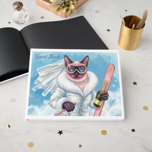 Skiën voor vrijgezellenfeest Siamese kat liefhebbe Gastenboek (Voorkant open)